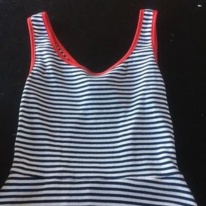 Key hole back black and white stripe dress